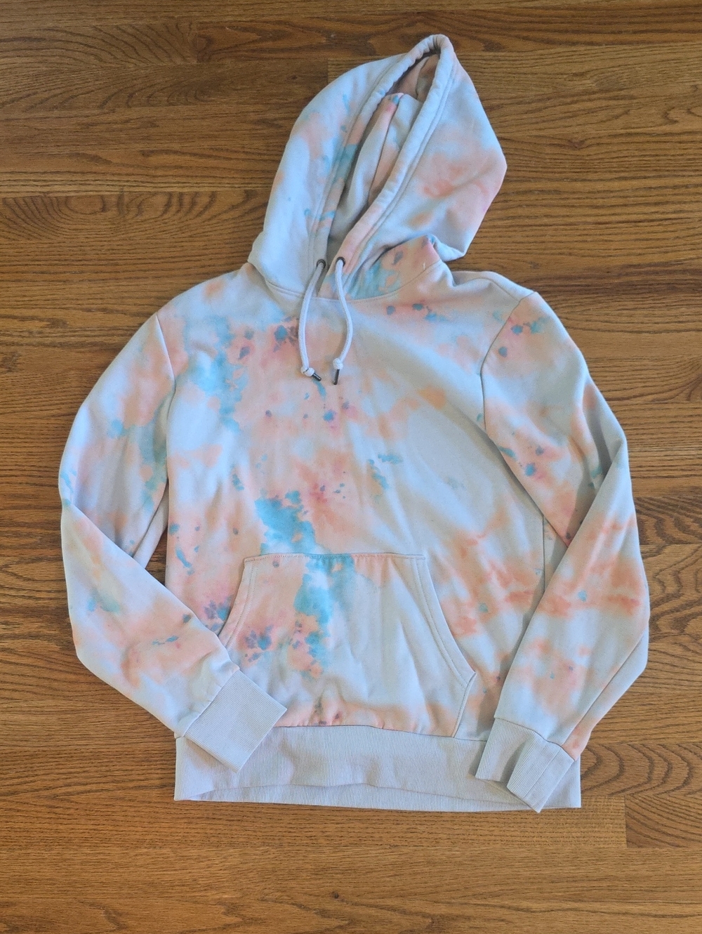 Tie-Dye Pastel Hoodie - Soft Peach & Sky Blue